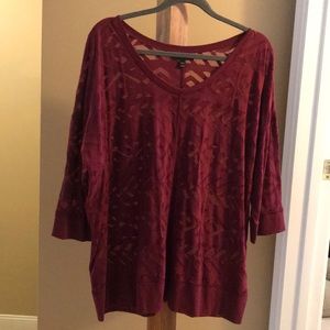 Lane Bryant burgundy chevron pattern top